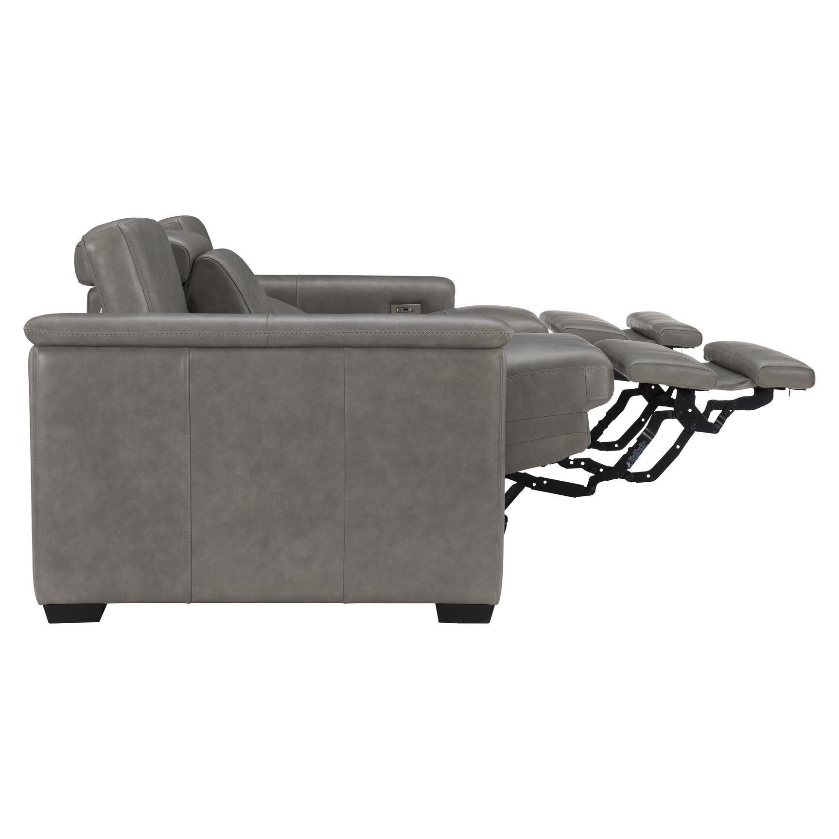 Lioni Grey Leather Power Motion Sofa - Ornate Home