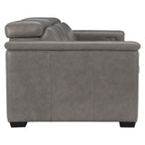 Lioni Grey Leather Power Motion Sofa - Ornate Home