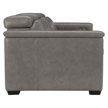 Lioni Grey Leather Power Motion Sofa - Ornate Home