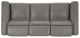Lioni Grey Leather Power Motion Sofa - Ornate Home