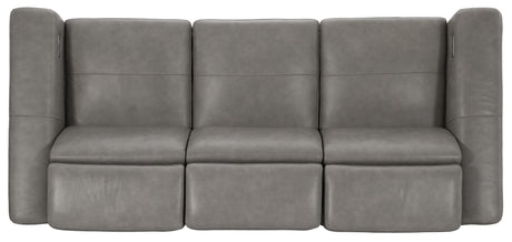 Lioni Grey Leather Power Motion Sofa - Ornate Home