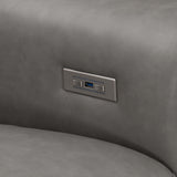 Lioni Grey Leather Power Motion Sofa - Ornate Home