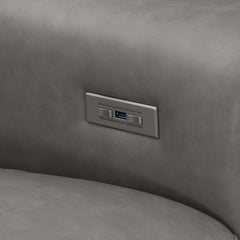 Lioni Grey Leather Power Motion Sofa - Ornate Home