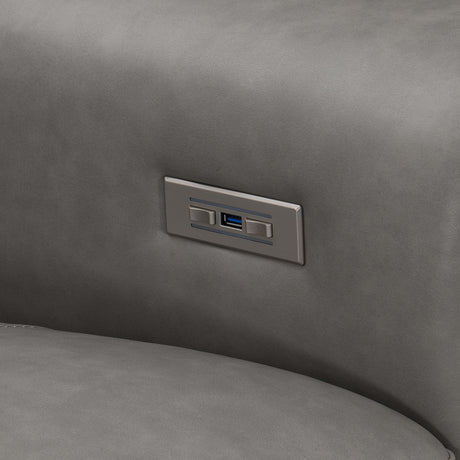 Lioni Grey Leather Power Motion Sofa - Ornate Home