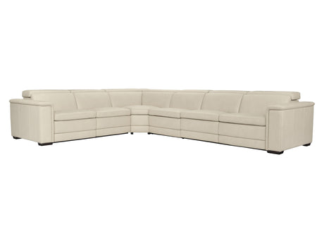 Lioni White/Cream Leather Power Motion Sectional - Ornate Home