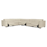 Lioni White/Cream Leather Power Motion Sectional - Ornate Home