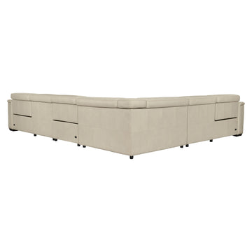 Lioni White/Cream Leather Power Motion Sectional - Ornate Home