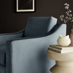 Liora Cadet Blue Performance Velvet Armchair - Ornate Home