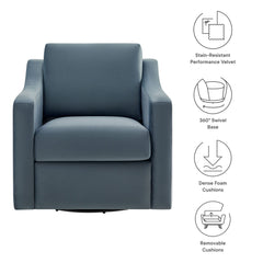 Liora Cadet Blue Performance Velvet Armchair - Ornate Home