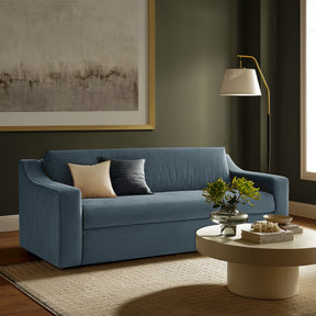 Liora Cadet Blue Performance Velvet Sofa - Ornate Home