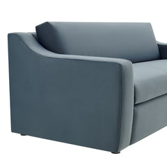 Liora Cadet Blue Performance Velvet Sofa - Ornate Home