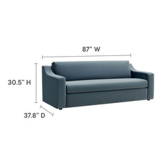 Liora Cadet Blue Performance Velvet Sofa - Ornate Home