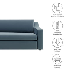 Liora Cadet Blue Performance Velvet Sofa - Ornate Home