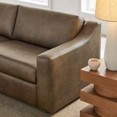 Liora Mushroom 87 Inch Vegan Leather Sofa - Ornate Home