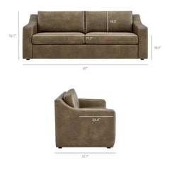 Liora Mushroom 87 Inch Vegan Leather Sofa - Ornate Home