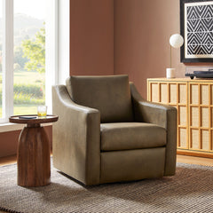 Liora Mushroom Vegan Leather Swivel Armchair - Ornate Home