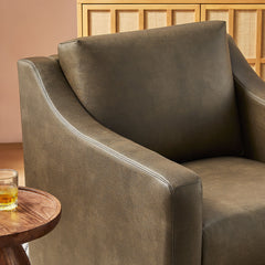 Liora Mushroom Vegan Leather Swivel Armchair - Ornate Home