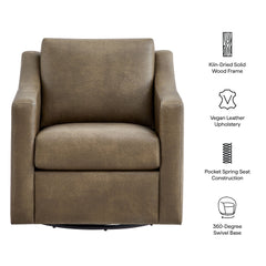 Liora Mushroom Vegan Leather Swivel Armchair - Ornate Home