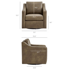 Liora Mushroom Vegan Leather Swivel Armchair - Ornate Home