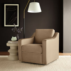 Liora Taupe Performance Velvet Armchair - Ornate Home