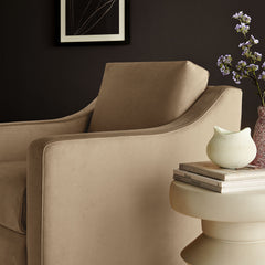 Liora Taupe Performance Velvet Armchair - Ornate Home