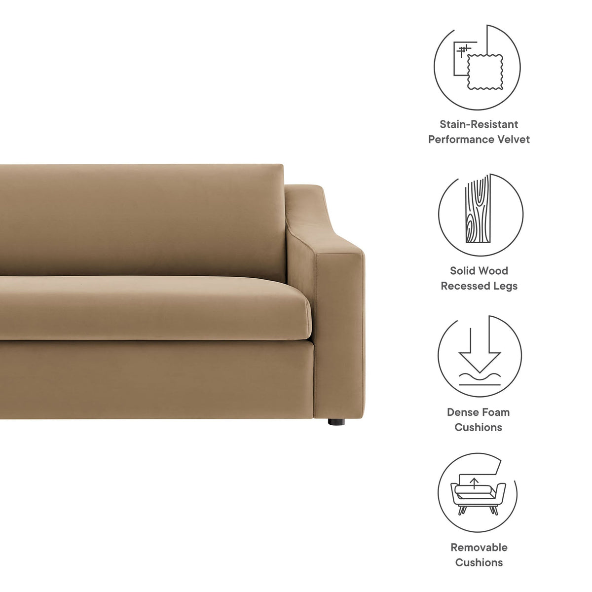 Liora Taupe Performance Velvet Sofa - Ornate Home