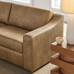 Liora Toast 87 Inch Vegan Leather Sofa - Ornate Home