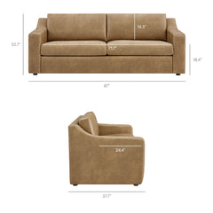 Liora Toast 87 Inch Vegan Leather Sofa - Ornate Home