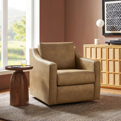 Liora Toast Vegan Leather Swivel Armchair - Ornate Home