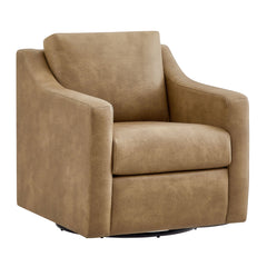 Liora Toast Vegan Leather Swivel Armchair - Ornate Home