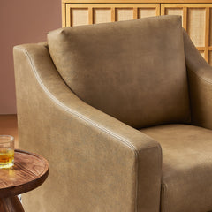 Liora Toast Vegan Leather Swivel Armchair - Ornate Home