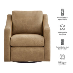 Liora Toast Vegan Leather Swivel Armchair - Ornate Home