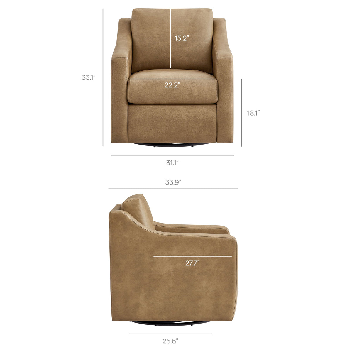 Liora Toast Vegan Leather Swivel Armchair - Ornate Home
