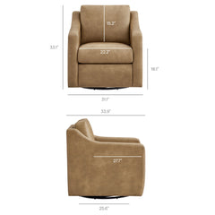 Liora Toast Vegan Leather Swivel Armchair - Ornate Home