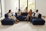 Lipa Black Velvet Double Chaise "U" Shape Sectional Sofa - Ornate Home