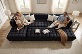 Lipa Black Velvet Double Chaise "U" Shape Sectional Sofa - Ornate Home