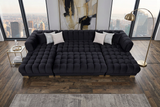 Lipa Black Velvet Double Chaise "U" Shape Sectional Sofa - Ornate Home