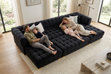 Lipa Black Velvet Double Chaise "U" Shape Sectional Sofa - Ornate Home