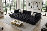 Lipa Black Velvet Double Chaise "U" Shape Sectional Sofa - Ornate Home