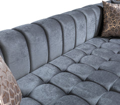 Lipa Gray Velvet Double Chaise "U" Shape Sectional Sofa - Ornate Home