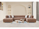 Lipa Mocha Velvet Double Chaise "U" Shape Sectional Sofa - Ornate Home