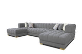 Lipa Morgan Gray Velvet Double Chaise "U" Shape Sectional Sofa - Ornate Home