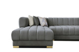 Lipa Morgan Gray Velvet Double Chaise "U" Shape Sectional Sofa - Ornate Home