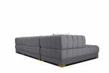 Lipa Morgan Gray Velvet Double Chaise "U" Shape Sectional Sofa - Ornate Home