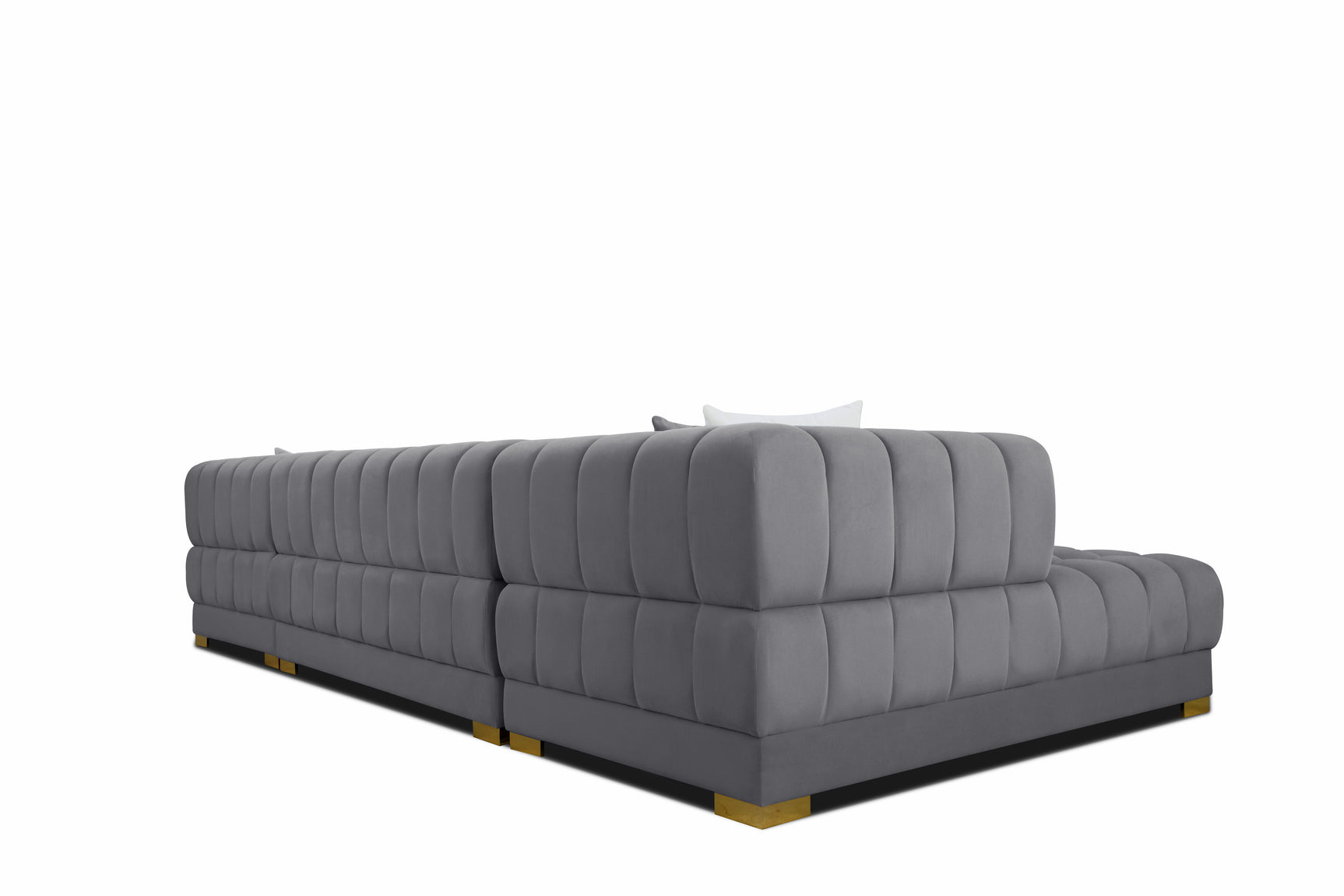 Lipa Morgan Gray Velvet Double Chaise "U" Shape Sectional Sofa - Ornate Home