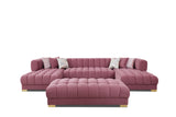 Lipa Pink Velvet Double Chaise "U" Shape Sectional Sofa - Ornate Home