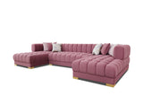 Lipa Pink Velvet Double Chaise "U" Shape Sectional Sofa - Ornate Home