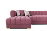 Lipa Pink Velvet Double Chaise "U" Shape Sectional Sofa - Ornate Home