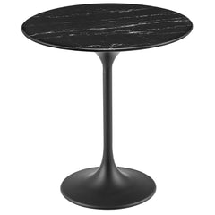 Lippa Black 20" Round Faux Marble Side Table - Ornate Home