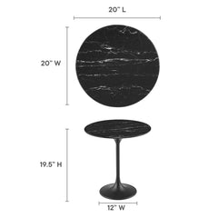 Lippa Black 20" Round Faux Marble Side Table - Ornate Home